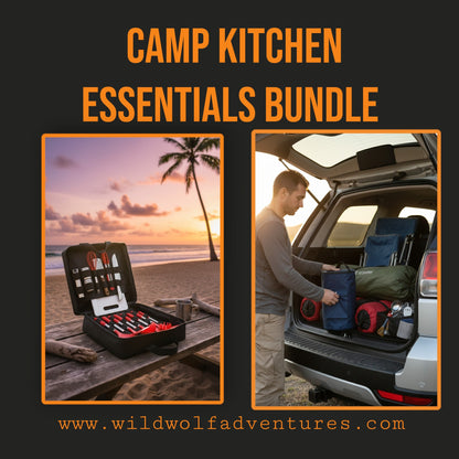 starter camp kitchen bundle with only camp kitchen essential for an easy outdoor cooking camping overlanding 4x4 and boat cooking wild wolf adventures cairo giza gouna egypt