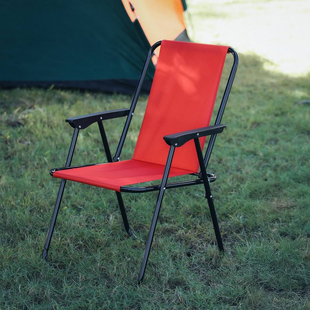 Portable Folding Camping & Fishing Chair red color light weight and easy to carry perfect for beach overlanding 4x4 safari wild wolf adventures egypt fayoum gouna cairo 