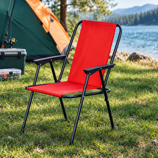 Portable Folding Camping & Fishing Chair red color light weight and easy to carry perfect for beach overlanding 4x4 safari wild wolf adventures egypt fayoum gouna cairo 