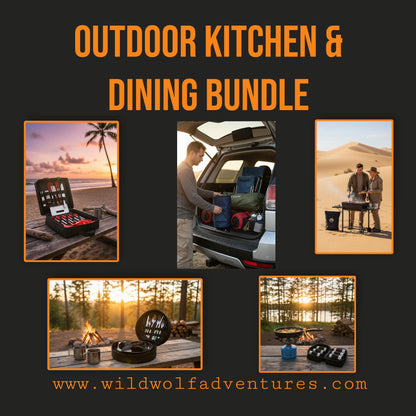 wild wolf adventures outdoor cooking spices dining sets with charcoal bag and stove bag  bundle set for camping beach cooking and outdoor barbeque cairo giza fayoum white desert gouna egypt